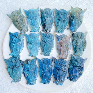 Venta caliente transfronteriza: Adornos de ángel de cristal natural de lavolita, adornos de ángel de piedra lunar gris tallados, colgantes al por mayor - Product Image 2