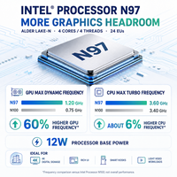Mini PC Industrial Sin Ventilador Inter N97, Intel 1226-V, LAN 2.5GbE, M.2, HDMI 2.0, Triple Pantalla 4K 60FPS, DDR4 3200 Mhz