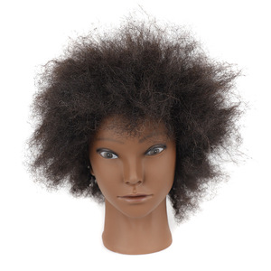 Tête d'enseignement de vrais cheveux moule de tête de <span class=keywords><strong>perruque</strong></span> Afro femelle africaine, moule de tête de cheveux bouclés moelleux femelle noire - Product Image 1