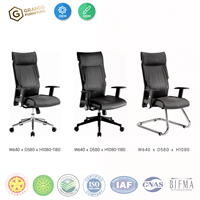 Chaise de bureau exécutive ergonomique moderne à dossier haut en alliage d'aluminium noir, pivotante, avec accoudoirs réglables, pour atelier, bureau à domicile, espace de travail