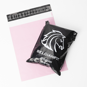 Bolsa personalizada De plástico para embalaje De ropa, Bolsa De Correo De poliéster rosa con mango, OEM - Product Image 2