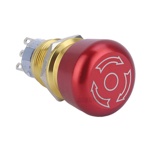 Bouton poussoir d'arrêt d'urgence en métal de haute qualité, tête de champignon rouge, 3 broches, 19 mm - Product Image 2