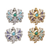 Pendentif Cygne Vintage P479 en Acier Inoxydable Plaqué Or 18K avec Émail et Zircon Cubique, Étanche et Anti-ternissement, Bijou DIY Tendance