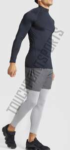 Chemises de compression de gymnastique personnalisées pour hommes Chemise vierge à la mode en polyester à manches longues à séchage rapide et respirante de grande taille pour hommes - Product Image 3