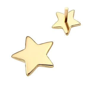 Eternal Metal 14K Solid Gold Threadless Push Pin Ends Star Shaped Piercing Jewelry