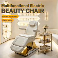 Table de soin électrique de luxe pour spa, soins du visage et tatouages, 3 moteurs, lit de massage avec commande au pied