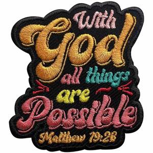 Promotion <b>Iron</b> on Embroidery Patches God All Things Are Possible and Dragon Embroidered Patch for Clothing Bags Fabric Material - Product Image 1