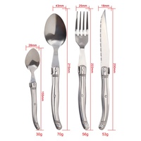 Ensemble de couverts Laguiole 24 pièces, ensemble de couteaux à Steak en argent avec boîte en bois, entièrement en acier inoxydable, vaisselle occidentale décorée