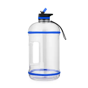 Gıda sınıfı tritan malzeme özelleştirilebilir ücretsiz yazı 1 galon motivasyon su şişesi silika yüzük