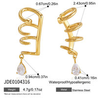 Boucles d'oreilles tendance en acier inoxydable 316L plaqué or PVD 14k 18k, étanches, de luxe, vintage, avec zircon, pour femmes