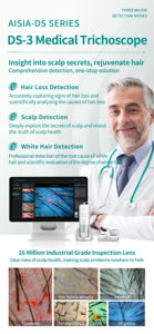 Analyseur de cuir chevelu professionnel pour la gestion des follicules, scanner et détecteur de peau, appareil d'analyse du cuir chevelu à usage domestique, multi-prises pour la tête et le corps - Product Image 2
