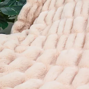 Özel süper yumuşak kabarık rahat vizon yorgan kral faux fur örme atmak kalın battaniye lüks ev dekorasyonu için