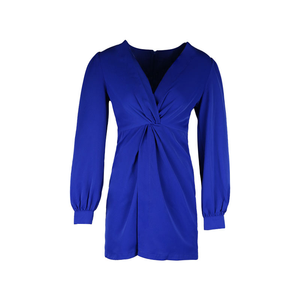 Abito a <span class=keywords><strong>maniche</strong></span> <span class=keywords><strong>lunghe</strong></span> scollo a V profondo in raso tinta unita a vita alta traspirante e modellante, modello 2025 di tendenza - Product Image 3