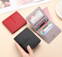 Dompet wanita kulit PU Ultra tipis, dompet wanita Multi Slot, kulit PU, lipat ganda, Minimalis, sederhana, dompet kartu, koin wanita, mode 2025