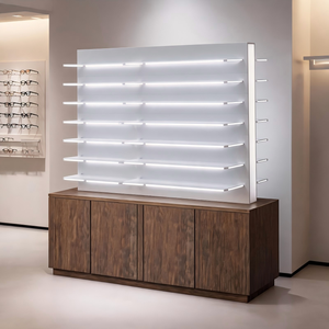 Vitrine d'exposition optique haute capacité en noyer foncé avec étagères LED, vitrine rétroéclairée et armoire de rangement sécurisée - Product Image 3