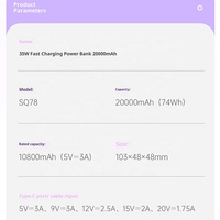 Banque d'alimentation à charge rapide 20000 mAh à vente rapide, grande capacité, multi-interface