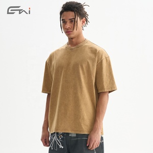 เสื้อยืดผ้าฝ้ายถักสำหรับผู้ชายซักแบบกรดเสื้อผ้าแนวสตรีทเสื้อโอเวอร์ไซส์สไตล์วินเทจผ้าถัก100% - Product Image 4