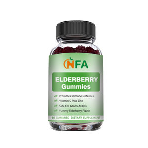 Personnalisation d'usine Goût de sureau Supplément à base de plantes Vitamines de sureau Gommes pour adultes Boost Qualité du sommeil 60 Gummies - Product Image 1
