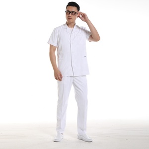 Consegna veloce <span class=keywords><strong>100</strong></span>% Manica Corta In <span class=keywords><strong>Cotone</strong></span> <span class=keywords><strong>Bianco</strong></span> Medico Abito Camici da laboratorio Medico Ospedale Personale Scrubs Medico Uniforme Top - Product Image 3