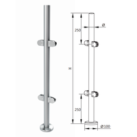 Design moderne, balustres en acier inoxydable et verre, fixation sans cadre, balustrade d'escalier, finition satinée brossée, verre de 8 à 12 mm pour l'intérieur