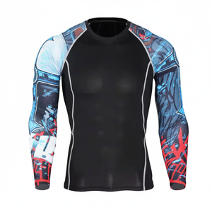 T-shirt de protection anti-UV à manches longues jaune et noir en Spandex/Nylon avec impression numérique pour homme adulte Color Rush - Product Image 2