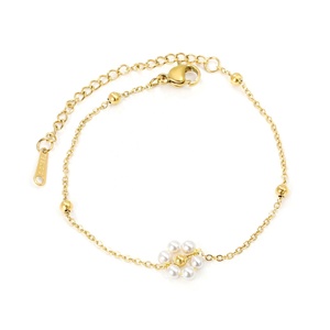 18K Gold Plated Stylish Geometric Stainless Steel Jewelry Flower <b>Pearl</b> Trendy Fashion Chain Link <b>Bracelet</b> Jewelry <b>for</b> <b>Women</b> - Product Image 1