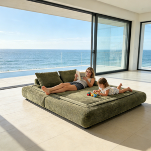 Rustic Relaxed Nook Corduroy Integrated Daybed Removable Pillow Compression Sofa Natural Home Leisure &amp; Lazy Relax Furniture - Product Image 4