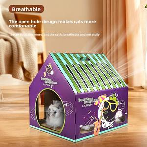 ต้นไม้และที่ข่วนแบบพกพาของเล่นบ้านแมวทำจากกระดาษลูกฟูกทนทานต่อการฉีกขาด - Product Image 5