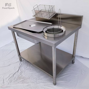 Tavolo Manuale Commerciale per Impanatura e Rivestimento con Polvere, Smontabile, in Acciaio Inossidabile Rinforzato, per Negozi di Hamburger e Pollo Fritto, Modello 800 - Product Image 1