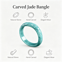 Handgeschnitzter Natürlicher Jadeit-Armreif, Blaues Wasserdrachen-Phönix-Motiv Jade-Armband für Frauen Männer Geschenk