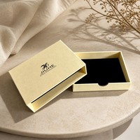 Boîte cadeau coulissante en carton rigide pour bijoux avec doublure noire, logo personnalisé, vente en gros