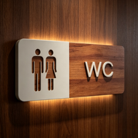 Plaque murale moderne bicolore en bois et métal, écologique, avec lettres 3D, pour toilettes, salle de bain féminine, numéro de maison, ou porte d'hôtel