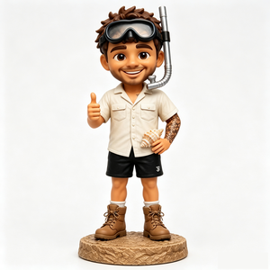 Statuetta Bobblehead Personalizzata in Resina, Subacqueo da Spiaggia, Figurina da Acquario, Decorazione da Scrivania, Souvenir da Collezione, Regalo - Product Image 2
