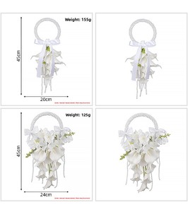 Bouquet da sposa a cascata con calla in poliuretano e perle artificiali, fiori da matrimonio a mano, per San Valentino - Product Image 2
