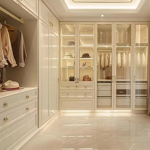 Meilleure vente Armoire murale de chambre à coucher de luxe au design personnalisé Armoire à portes en verre garde-robe de plain-pied - Product Image 1