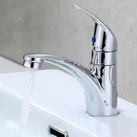 Robinet de lavabo moderne en zinc chromé à trou unique pour salle de bain, robinet mural simple pour eau froide, robinet de cuisine