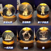 Clair de lune 3D Art boule de cristal lampe de nuit USB charge télécommande saturne lumières impression LED batterie chambre 30 petit acrylique