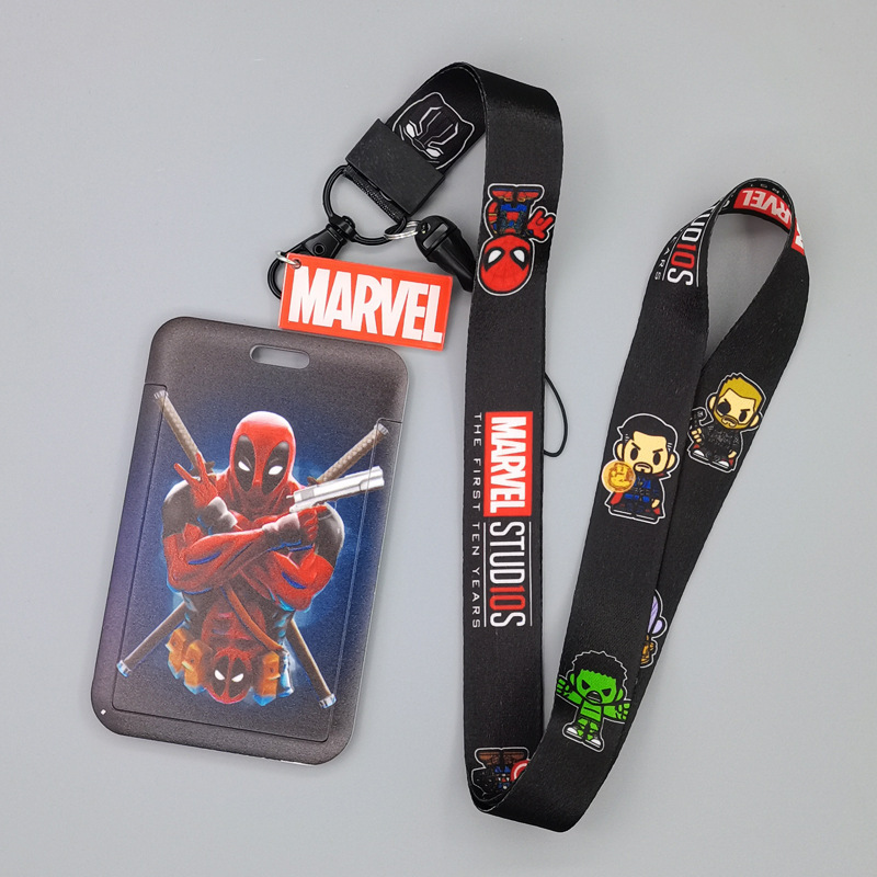 Lanyards Cool Cartoon Marvel Iron Man Spider Man Captain America Card Holder Anti-Lost ID Bus Badge Cards Case Lanyards Custom Image 3