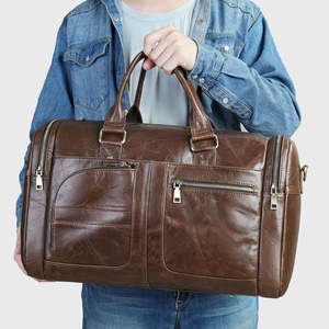 Sac de sport vintage en cuir véritable pour hommes grande capacité Weekender voyage de nuit Duffle élégant mode sacs de sport en cuir - Product Image 1