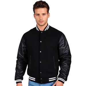 Men's Varsity <b>Jacket</b> Wool Blend Leather Sleeve Preppy Style College <b>Jacket</b> XS-5XL - Product Image 2