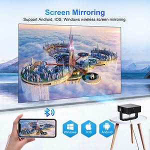 Proyector Portátil con Enfoque Automático, Compatible con 4K, Cine en <span class=keywords><strong>Casa</strong></span> Inteligente T950S, Android Wifi, Mini LED 1080P, Proyector para Exteriores - Product Image 6