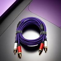 Cable de Audio Estéreo 2RCA a 2RCA, Cable RCA con Revestimiento de Oro y Trenzado de Nailon, Doble Blindaje, Cable Adaptador Auxiliar para Auto y Subwoofer