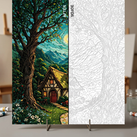 Peinture à l'huile et acrylique DIY, paysage naturel brossé, arbres du pays, impression numérique sur toile de coton