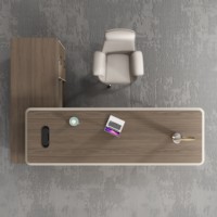 Bureau de direction moderne en bois en forme de L avec chaise et rangement, mobilier de bureau de luxe