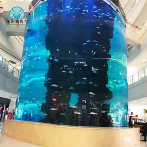 Fábrica de alta qualidade personalizada ultra transparente grande tanque de peixes acrílico redondo aquário cilíndrico
