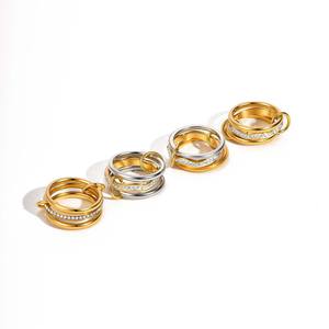 Anillo minimalista de acero inoxidable para mujer, estilo frío, con incrustaciones de diamantes de imitación, joyería apilable para el dedo índice, a la moda y con personalidad. - Product Image 6