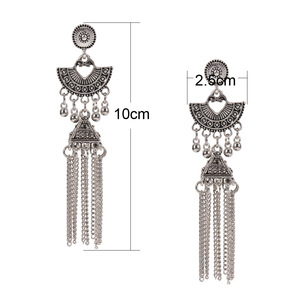 Indian Ethnic Style Long Chain <b>Tassel</b> <b>Earrings</b> With Heart Design For Women 2022 - Product Image 3