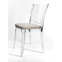 Chaise de salle à manger transparente Lucienne avec coussin rembourré en tissu boucle de sable modèle 20BCL20001
