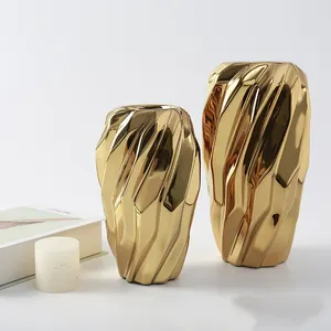 Пользовательские Логотип серебряный жемчуг сушеные золотые керамические цветочные вазы для мероприятий