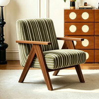 Fauteuil simple de style français du milieu du siècle pour salon ou balcon, en bois massif, chaise décontractée vintage, canapé individuel de style paresseux pour maison d'hôtes